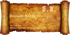 Bacsek Milán névjegykártya