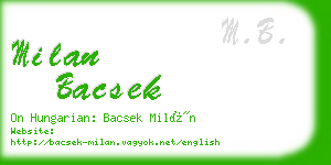 milan bacsek business card